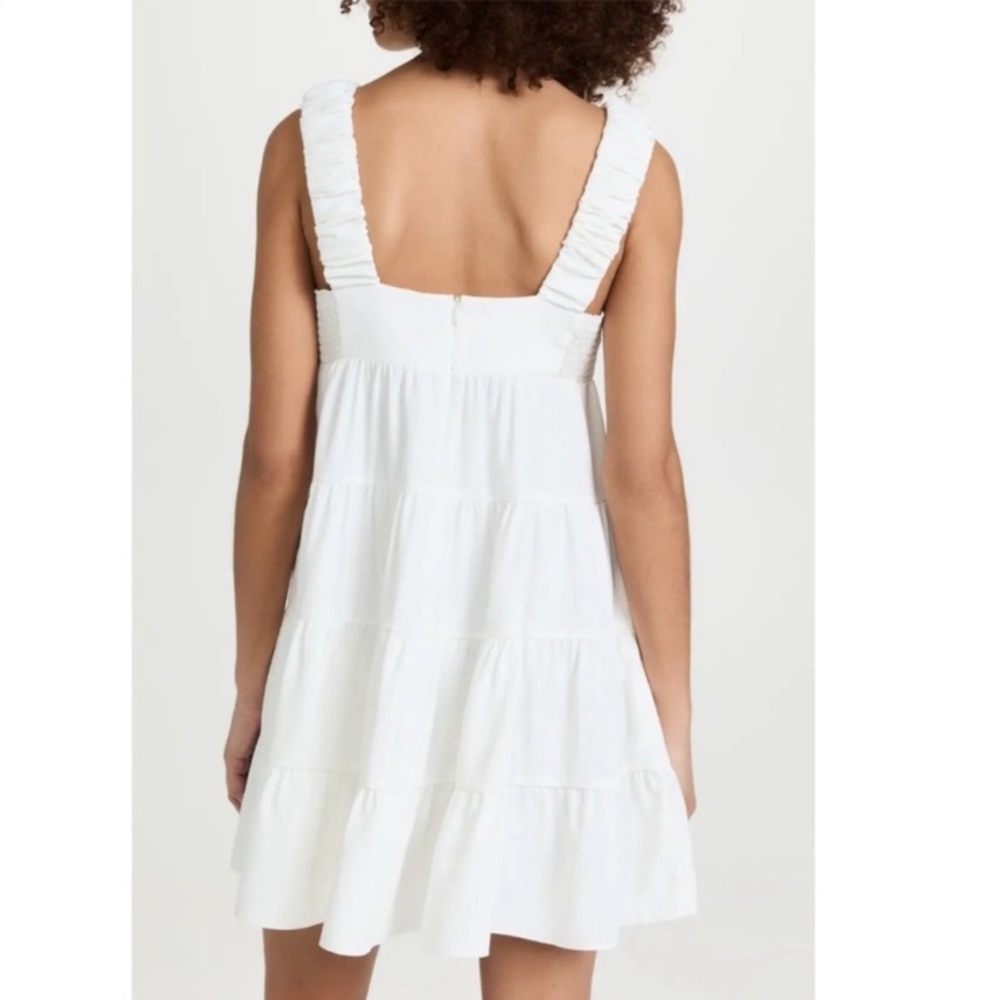 Amanda Uprichard Tiered Nicolia Mini Babydoll Dress in Ivory White size Medium - Picture 2 of 11